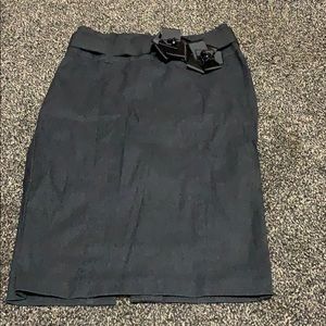 Black pencil skirt with detailed belt